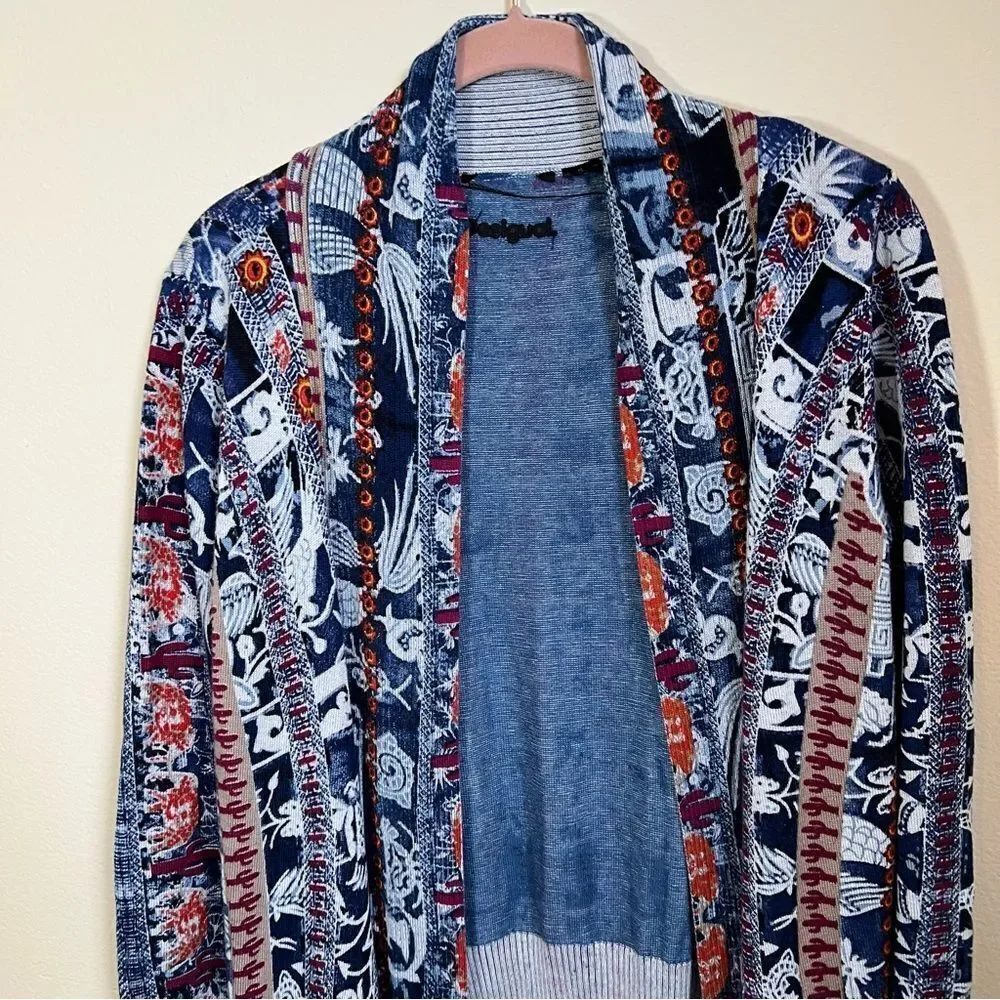 ✨‎ Desigual Women’s Blue Santorini Cactus Print Cardigan Sweater